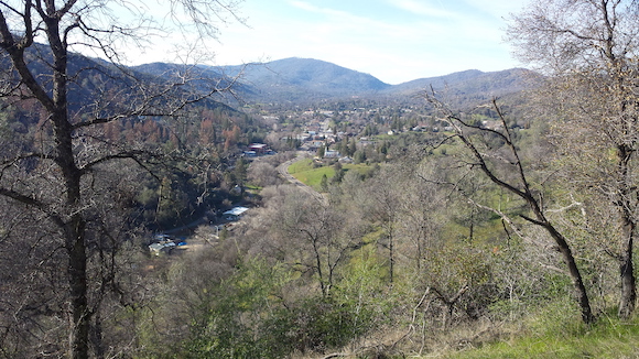 Mariposa from the hills at the south end of town